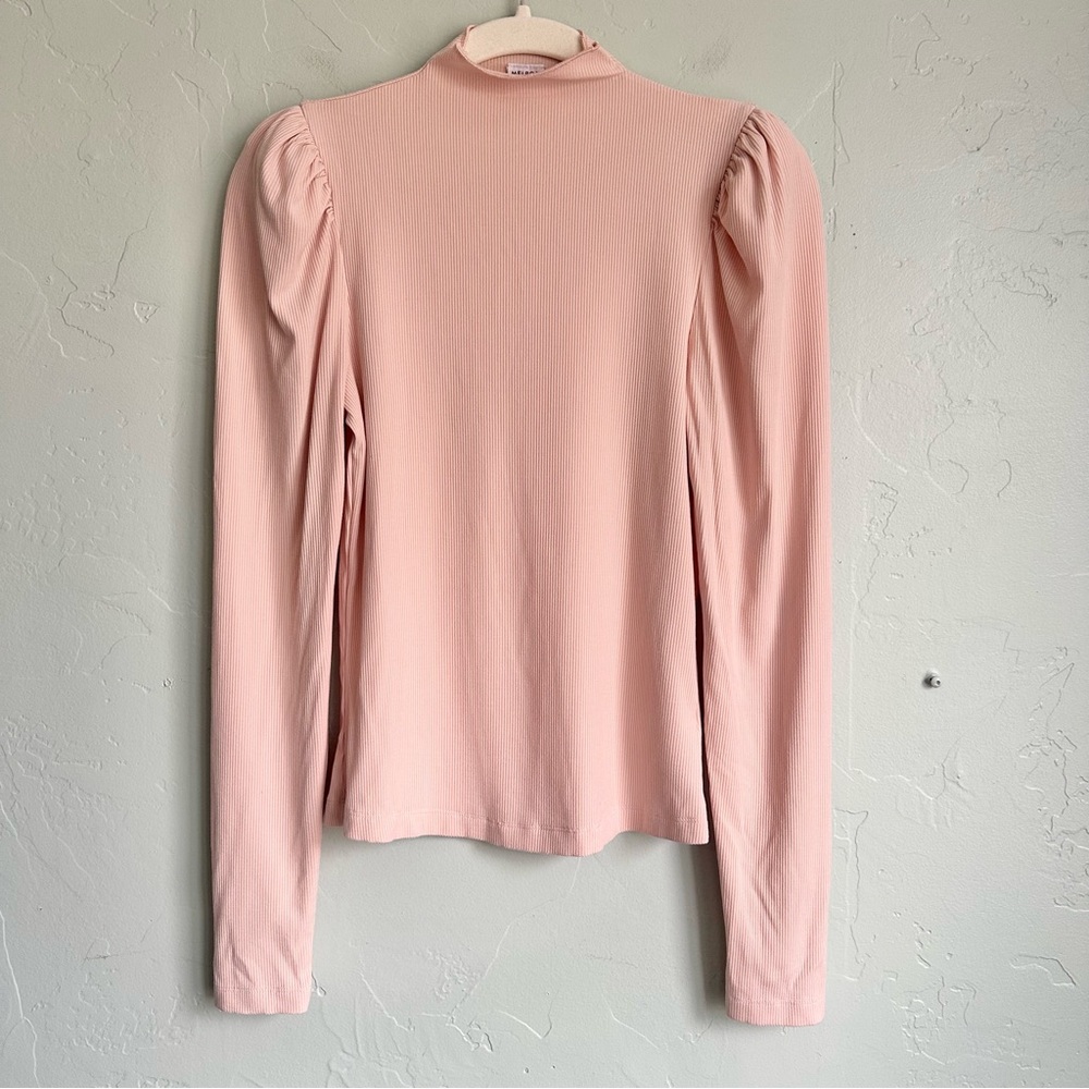 Melrose & Market Pink Long Sleeve Ribbed Stretch Blouse Top Size XS Coquette EUC